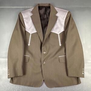 VTG Pagano West Blazer Mens 48R Olive Green Arizona Worsted Fiber Smiles USA NWT
